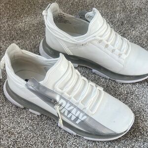 DKNY Women’s White and Gray Sneakers